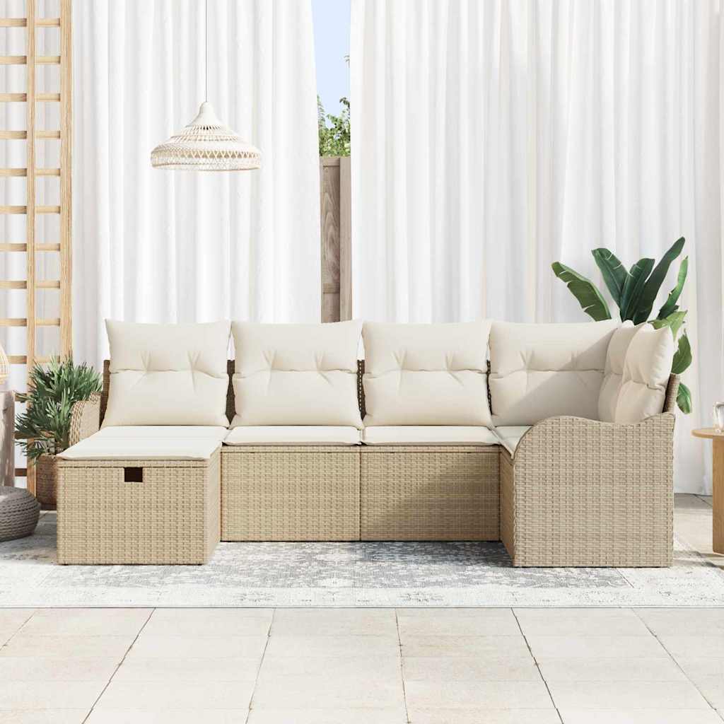 Gartensofa-set 6 stk. Poly Rattan