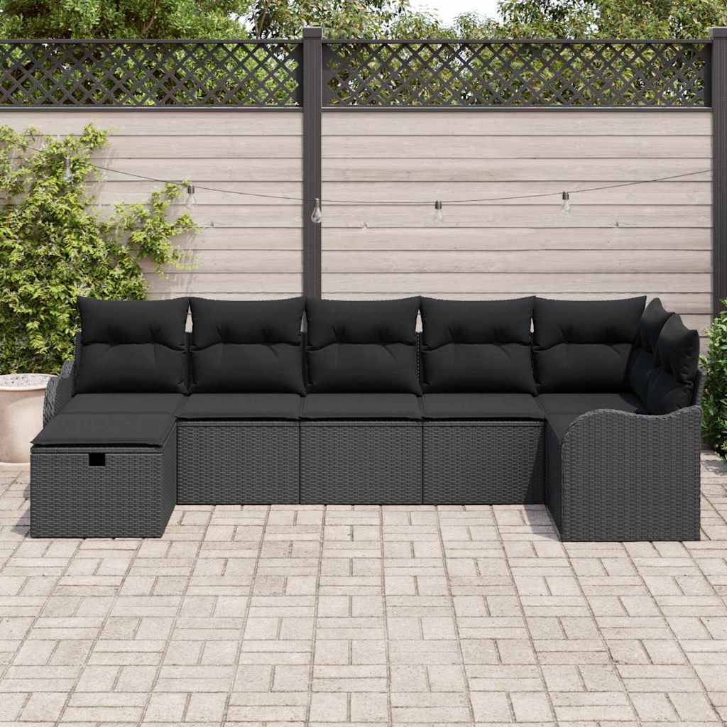 Gartensofa-set 7 stk. Poly Rattan