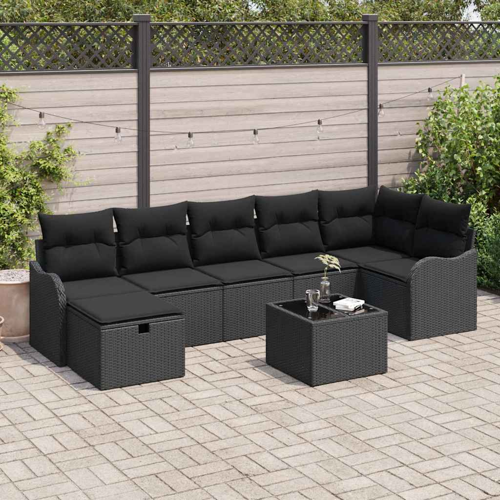 Gartensofa-set 8 stk. Poly Rattan