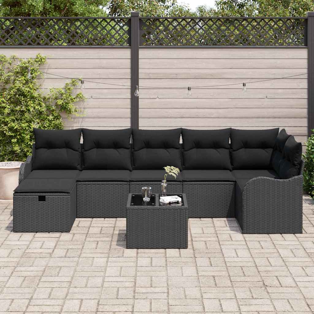 Gartensofa-set 8 stk. Poly Rattan