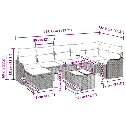 Gartensofa-set 8 stk. Poly Rattan