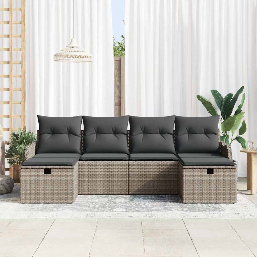 Gartensofa-set 6 stk. Grau Poly-Rattan