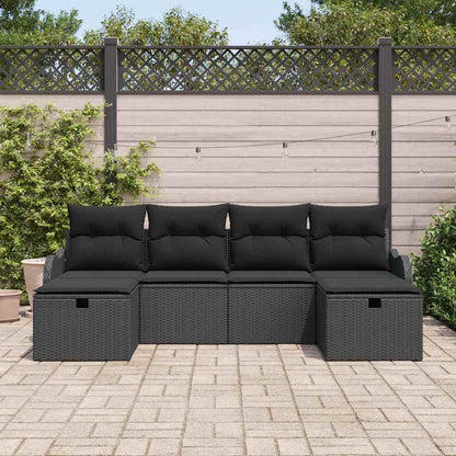 Gartensofa-set 6 stk. Schwarz Poly-Rattan
