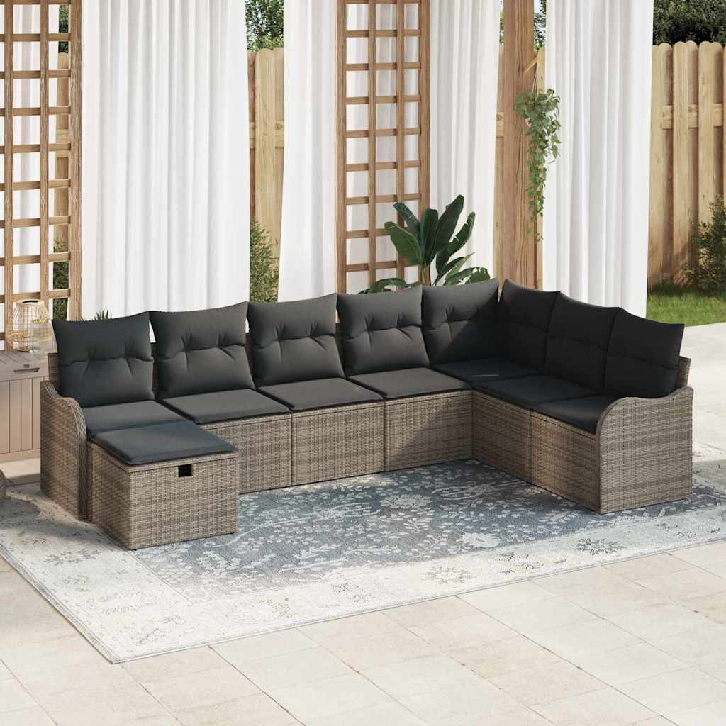 Gartensofa-set 8 stk. Grau Poly-Rattan