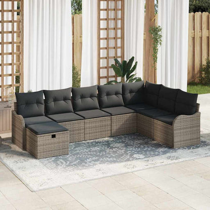 Gartensofa-set 8 stk. Grau Poly-Rattan