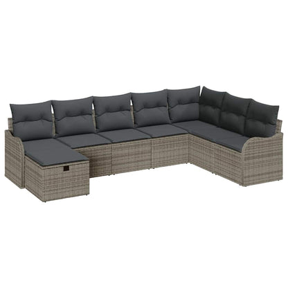 Gartensofa-set 8 stk. Grau Poly-Rattan