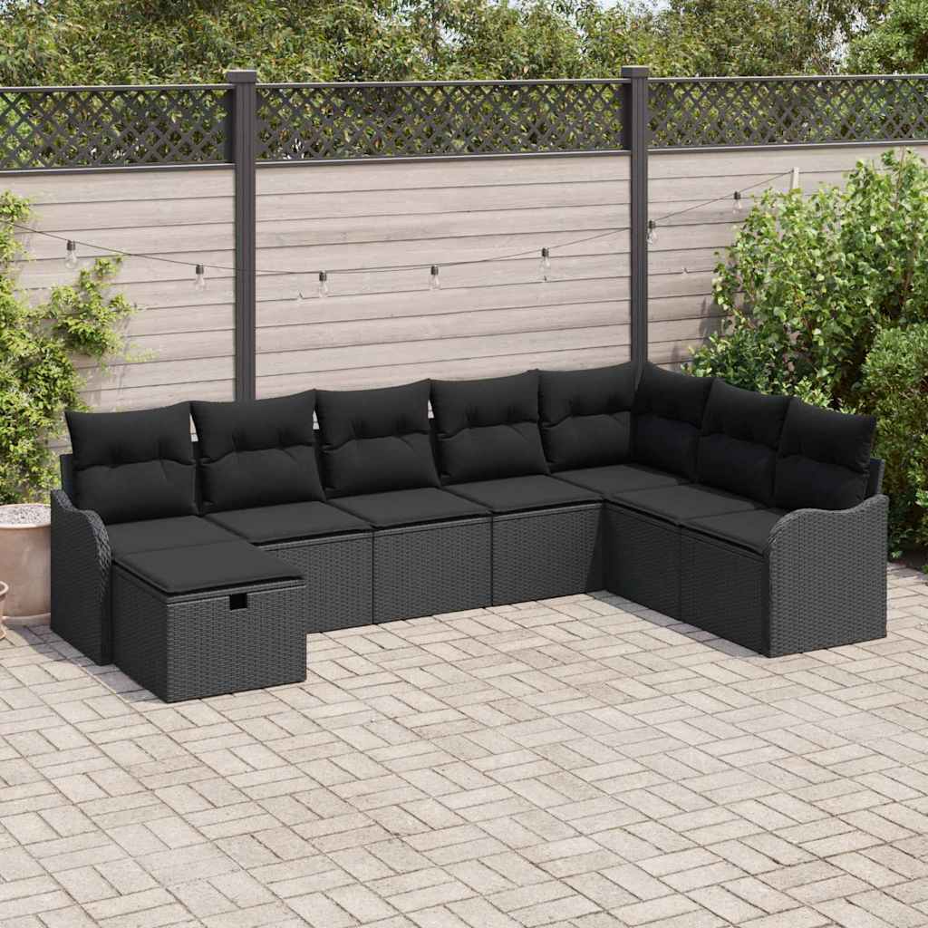 Gartensofa-set 8 stk. Schwarz Poly-Rattan