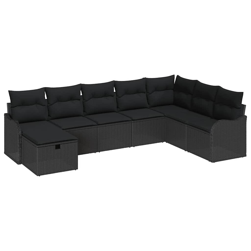 Gartensofa-set 8 stk. Schwarz Poly-Rattan