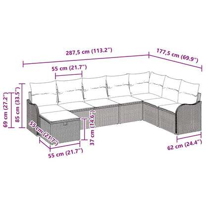 Gartensofa-set 8 stk. Schwarz Poly-Rattan