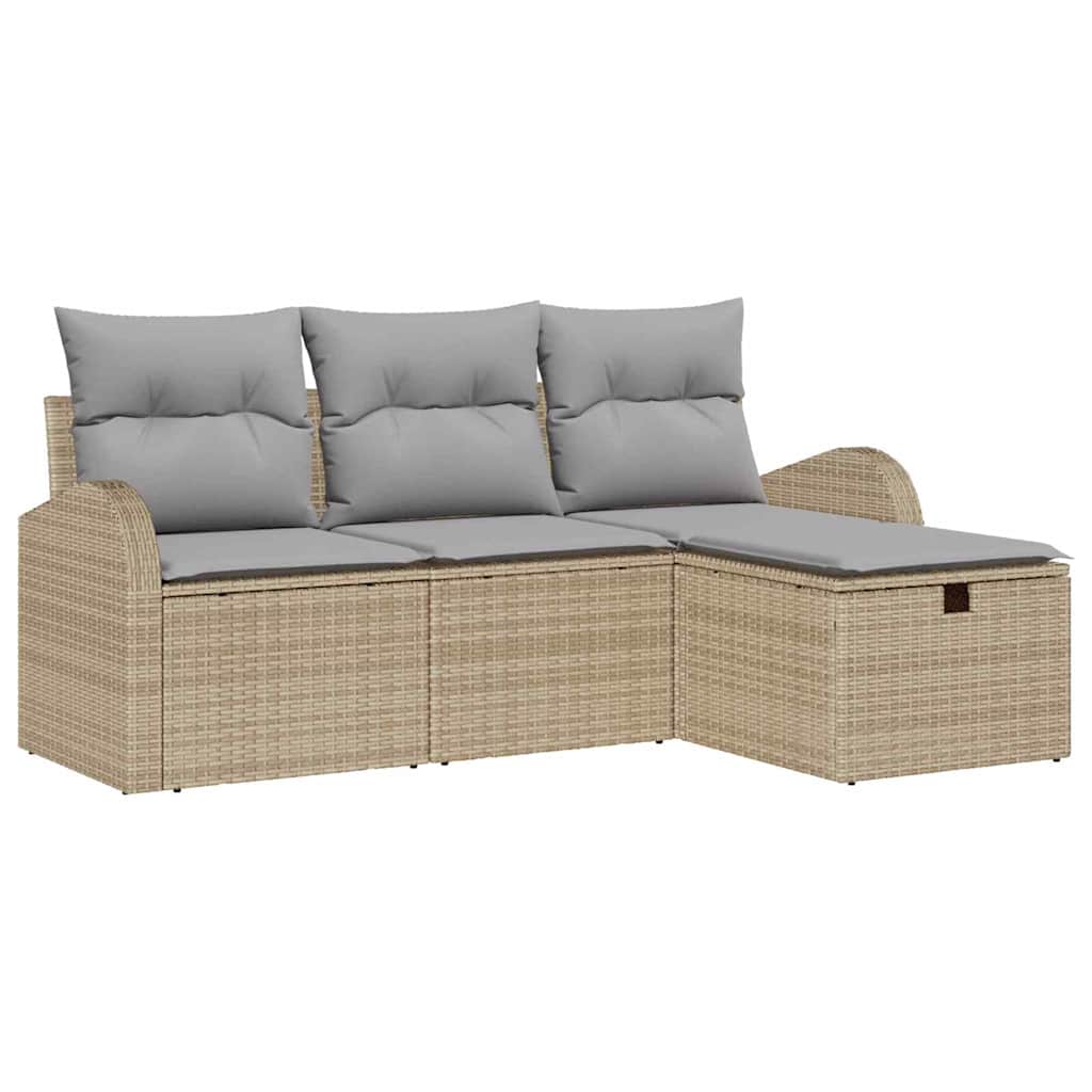 Gartensofa-set 4 stk. Beige Poly-Rattan