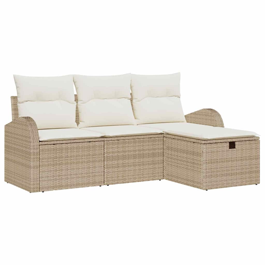 Gartensofa-set 4 stk. Beige Poly-Rattan