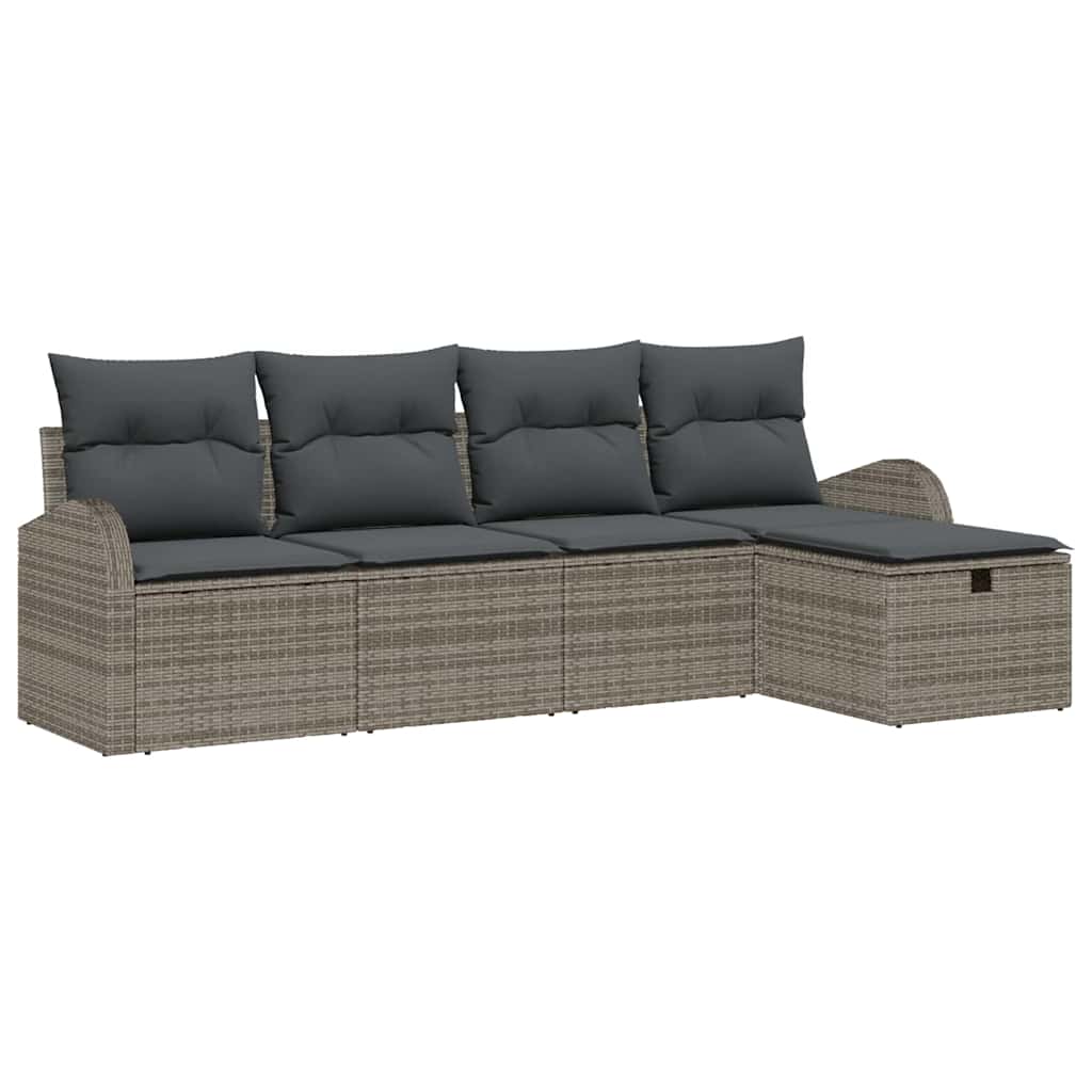 Gartensofa-set 5 stk. Grau Poly-Rattan