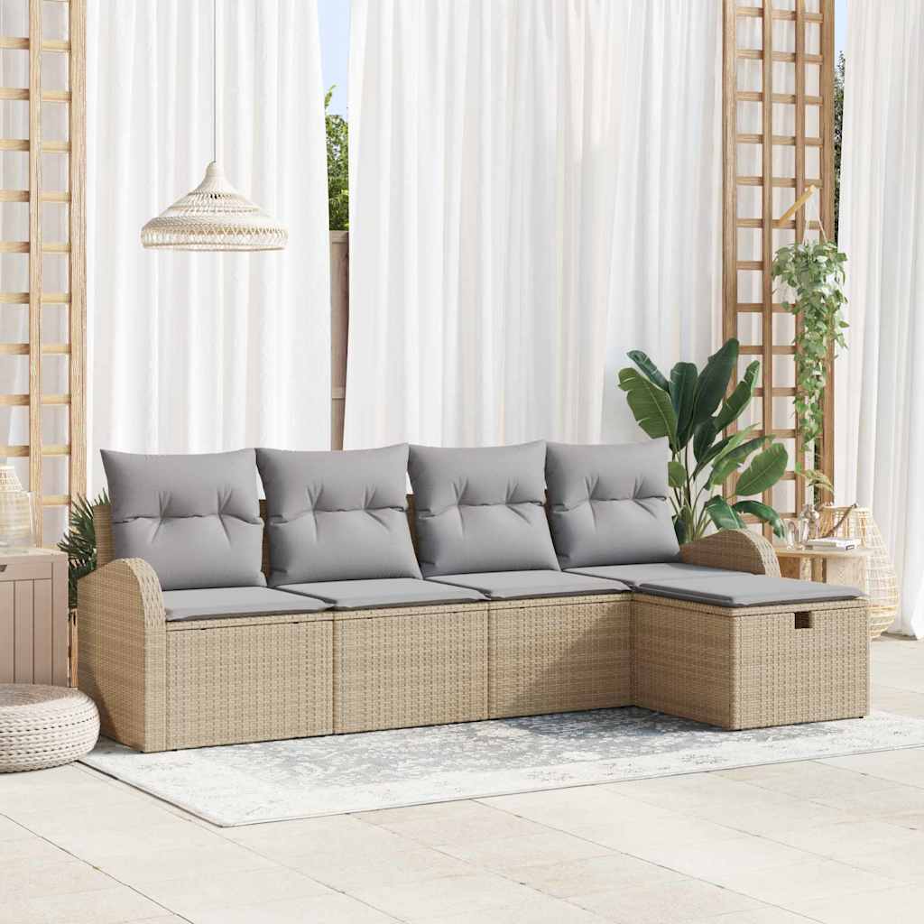 Gartensofa-set 5 stk. Beige Poly-Rattan