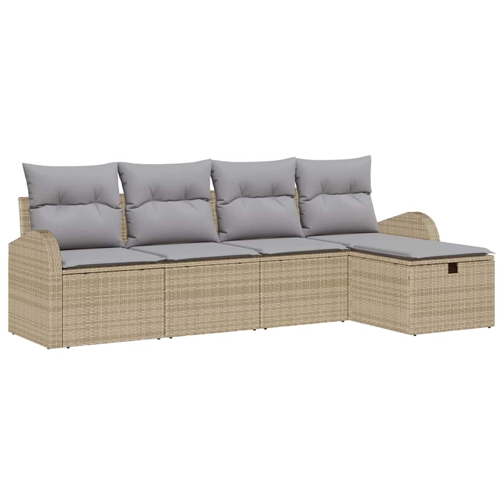 Gartensofa-set 5 stk. Beige Poly-Rattan