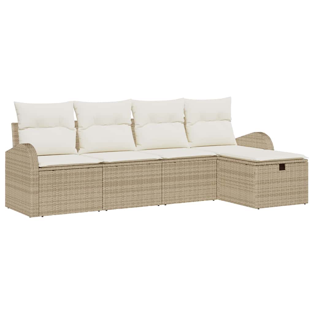 Gartensofa-set 5 stk. Beige Poly-Rattan