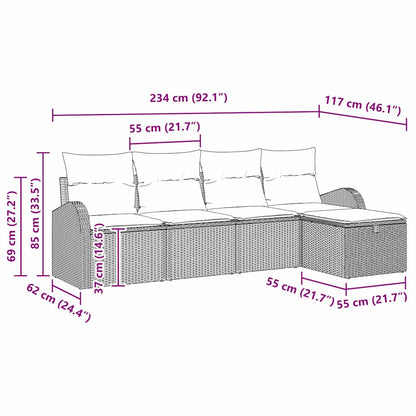Gartensofa-set 5 stk. Schwarz Poly-Rattan
