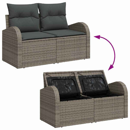 Gartensofa-set 6 stk. Grau Poly-Rattan