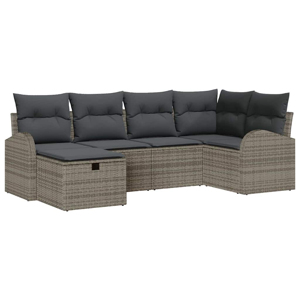 Gartensofa-set 6 stk. Grau Poly-Rattan