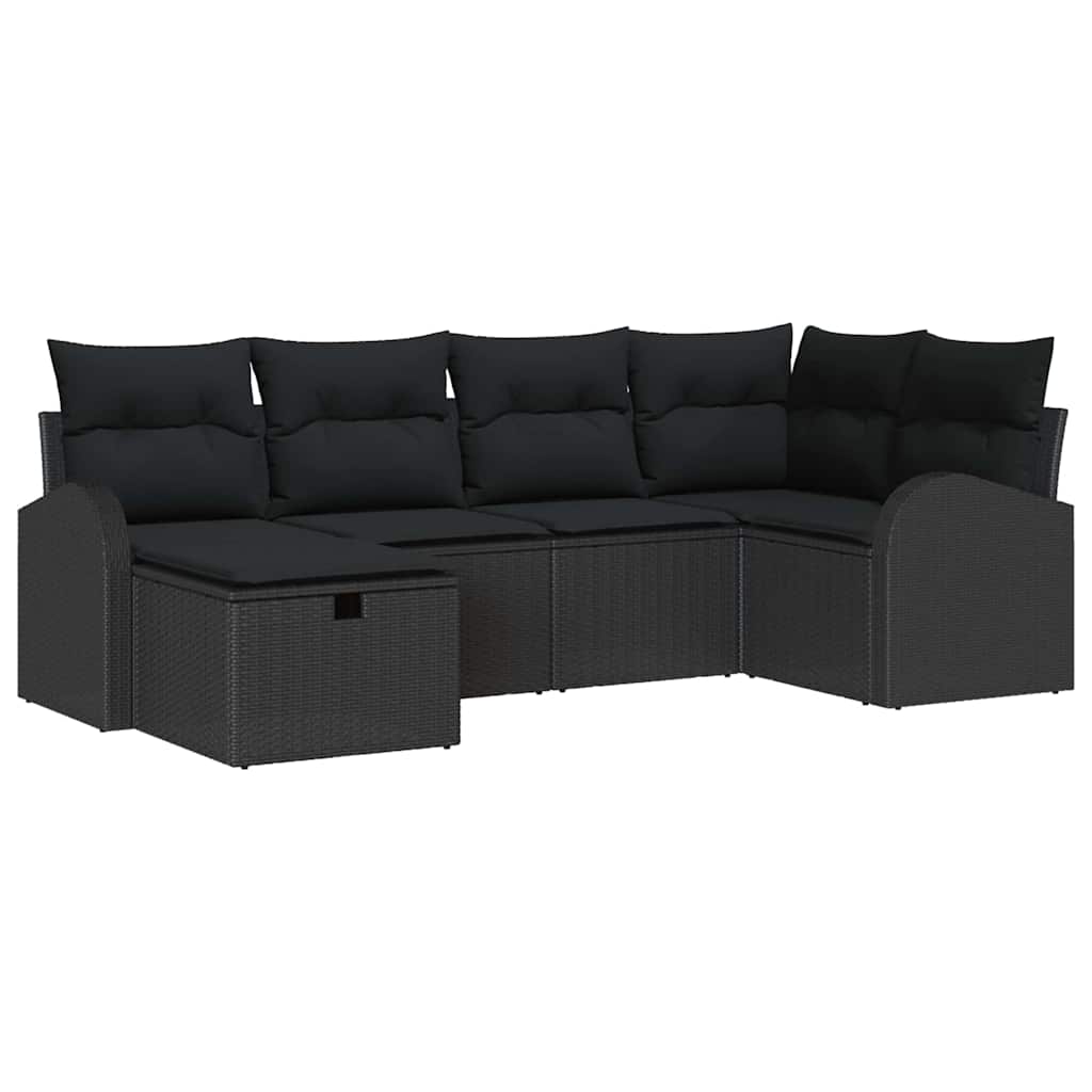 Gartensofa-set 6 stk. Schwarz Poly-Rattan
