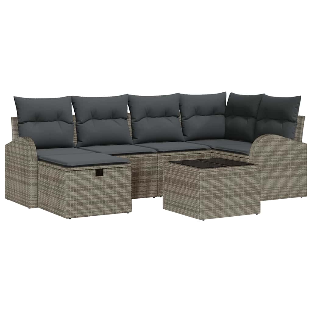 Gartensofa-set 7 stk. Grau Poly-Rattan