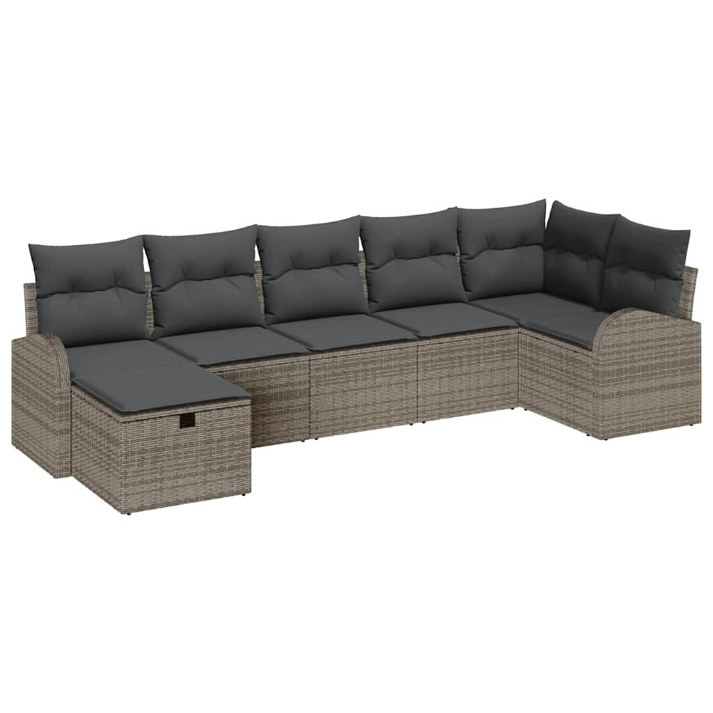 Gartensofa-set 7 stk. Grau Poly-Rattan