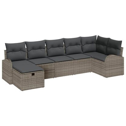Gartensofa-set 7 stk. Grau Poly-Rattan