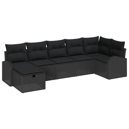 Gartensofa-set 7 stk. Schwarz Poly-Rattan