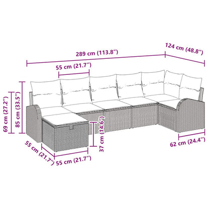 Gartensofa-set 7 stk. Schwarz Poly-Rattan
