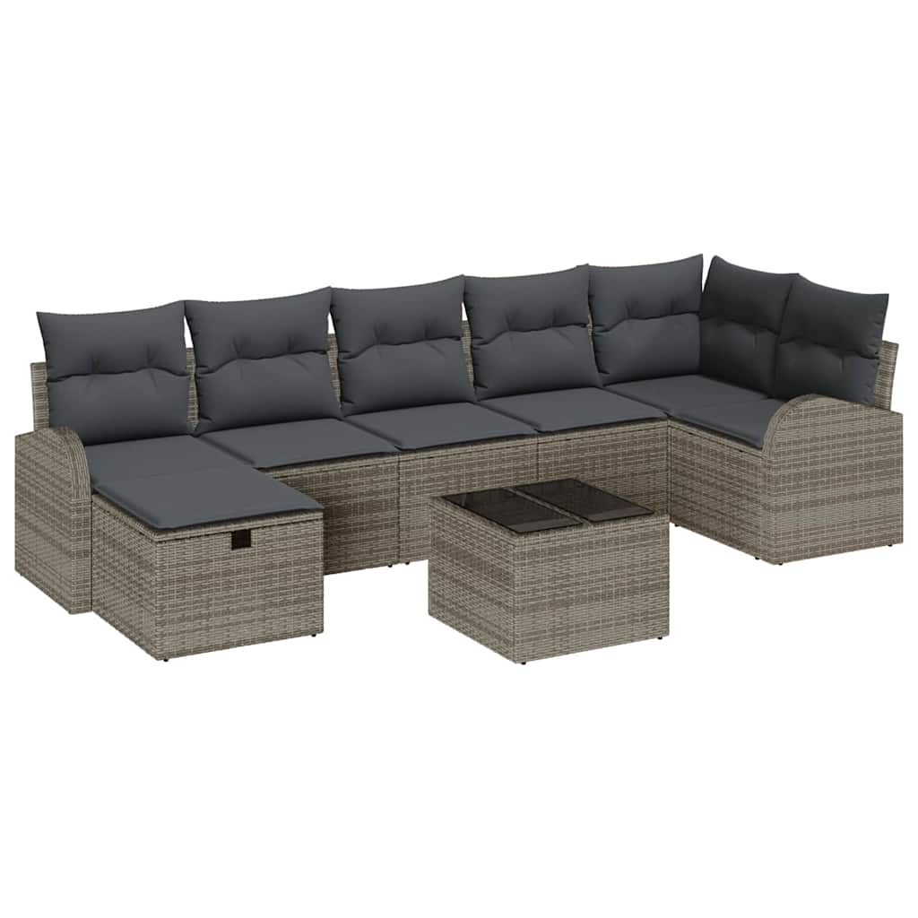 Gartensofa-set 8 stk. Grau Poly-Rattan