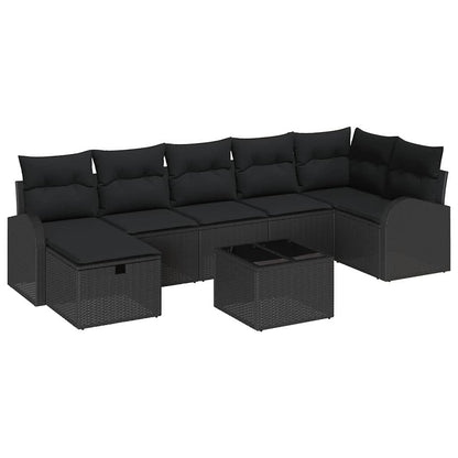 Gartensofa-set 8 stk. Schwarz Poly-Rattan
