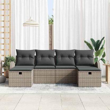 Gartensofa-set 6 stk. Grau Poly-Rattan