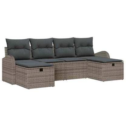 Gartensofa-set 6 stk. Grau Poly-Rattan