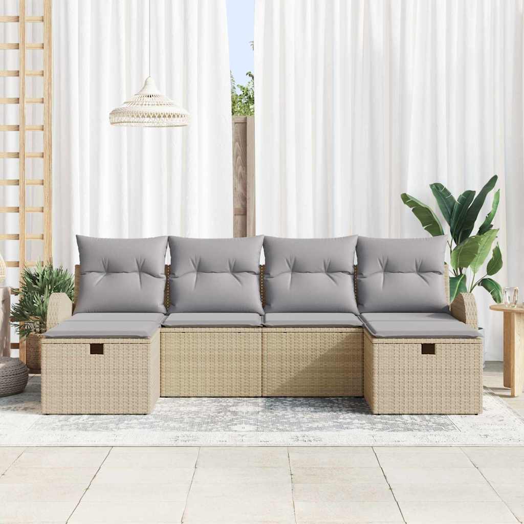 Gartensofa-set 6 stk. Beige Poly-Rattan