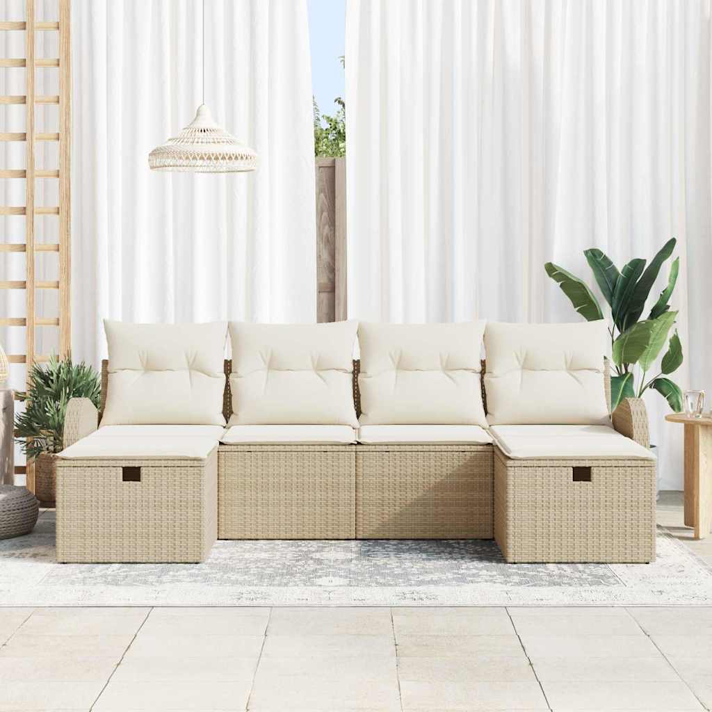 Gartensofa-set 6 stk. Beige Poly-Rattan