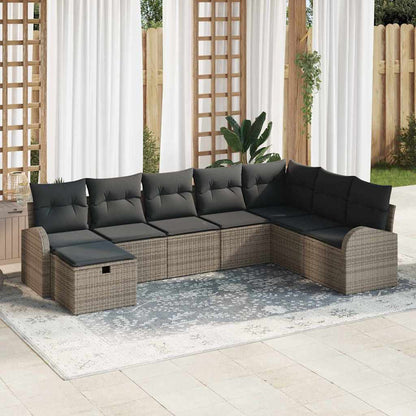 Gartensofa-set 8 stk. Grau Poly-Rattan