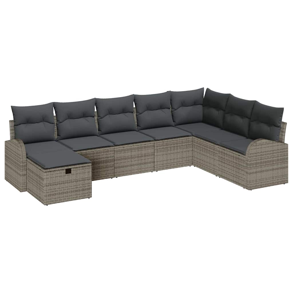Gartensofa-set 8 stk. Grau Poly-Rattan