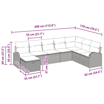 Gartensofa-set 8 stk. Grau Poly-Rattan