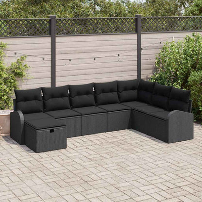 Gartensofa-set 8 stk. Schwarz Poly-Rattan