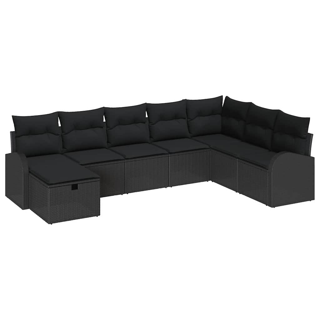 Gartensofa-set 8 stk. Schwarz Poly-Rattan