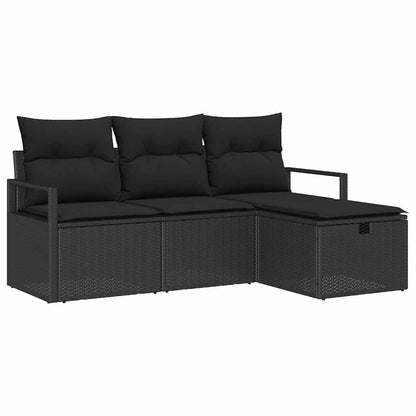 Gartensofa-set 4 stk. Schwarz Poly-Rattan