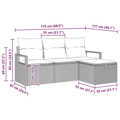 Gartensofa-set 4 stk. Schwarz Poly-Rattan