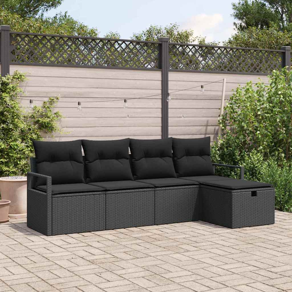 Gartensofa-set 5 stk. Schwarz Poly-Rattan