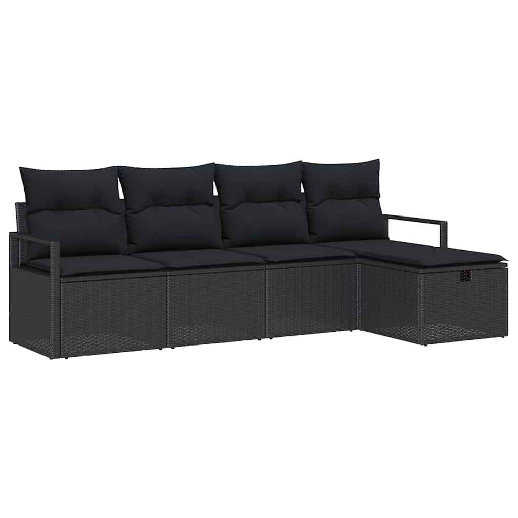 Gartensofa-set 5 stk. Schwarz Poly-Rattan