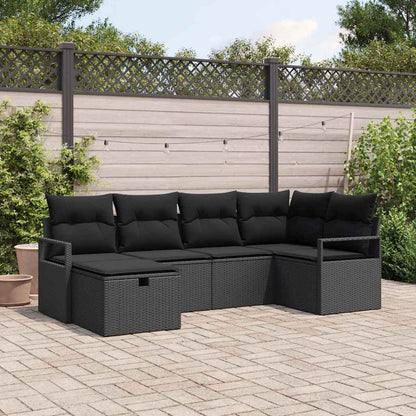 Gartensofa-set 6 stk. Schwarz Poly-Rattan