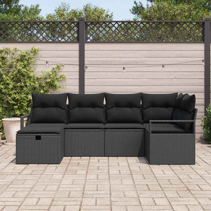 Gartensofa-set 6 stk. Schwarz Poly-Rattan