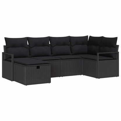 Gartensofa-set 6 stk. Schwarz Poly-Rattan