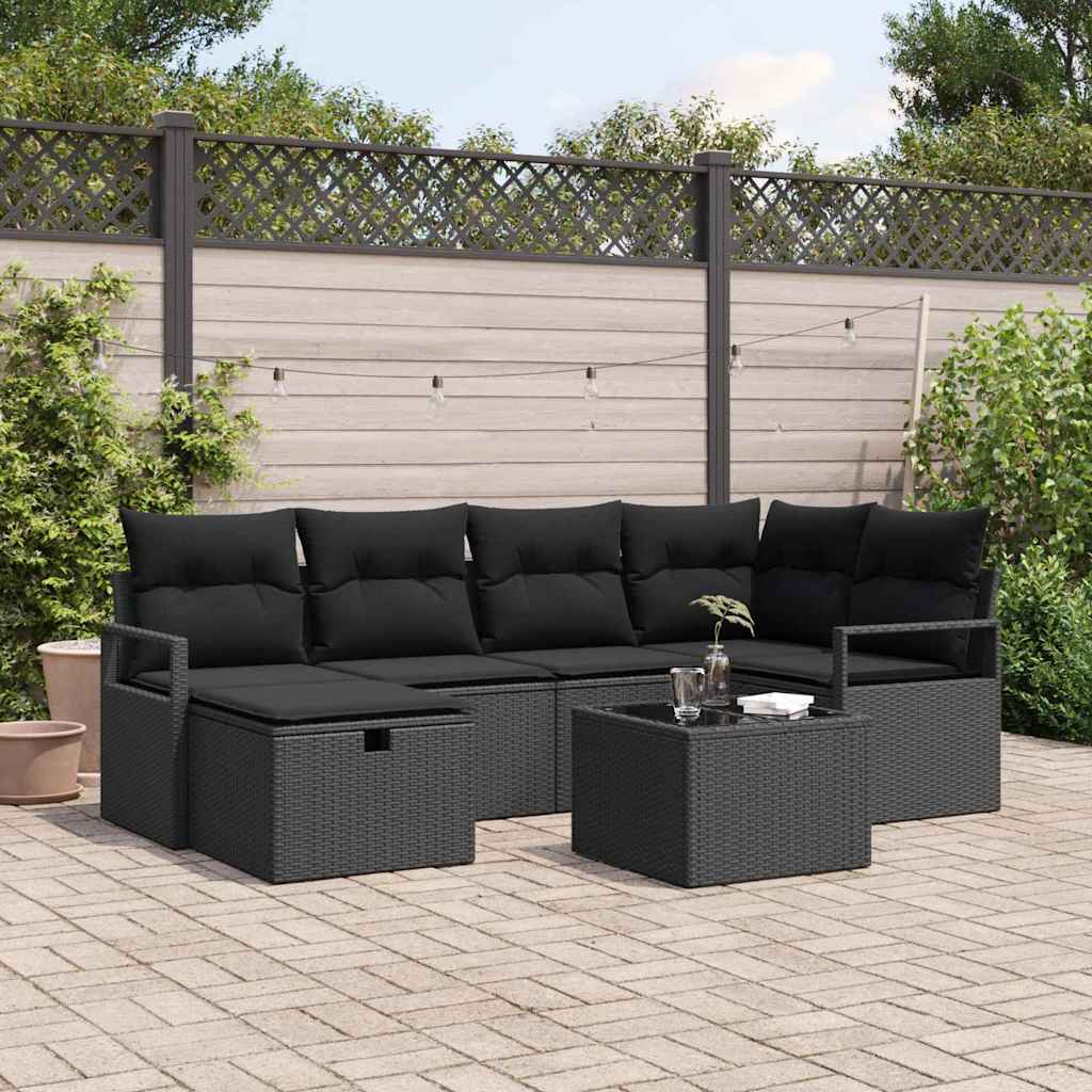Gartensofa-set mit Kissen mit Speicher Poly-Rattan