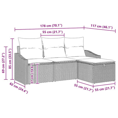 Sofa Set 4 stk. Poly-Rattan