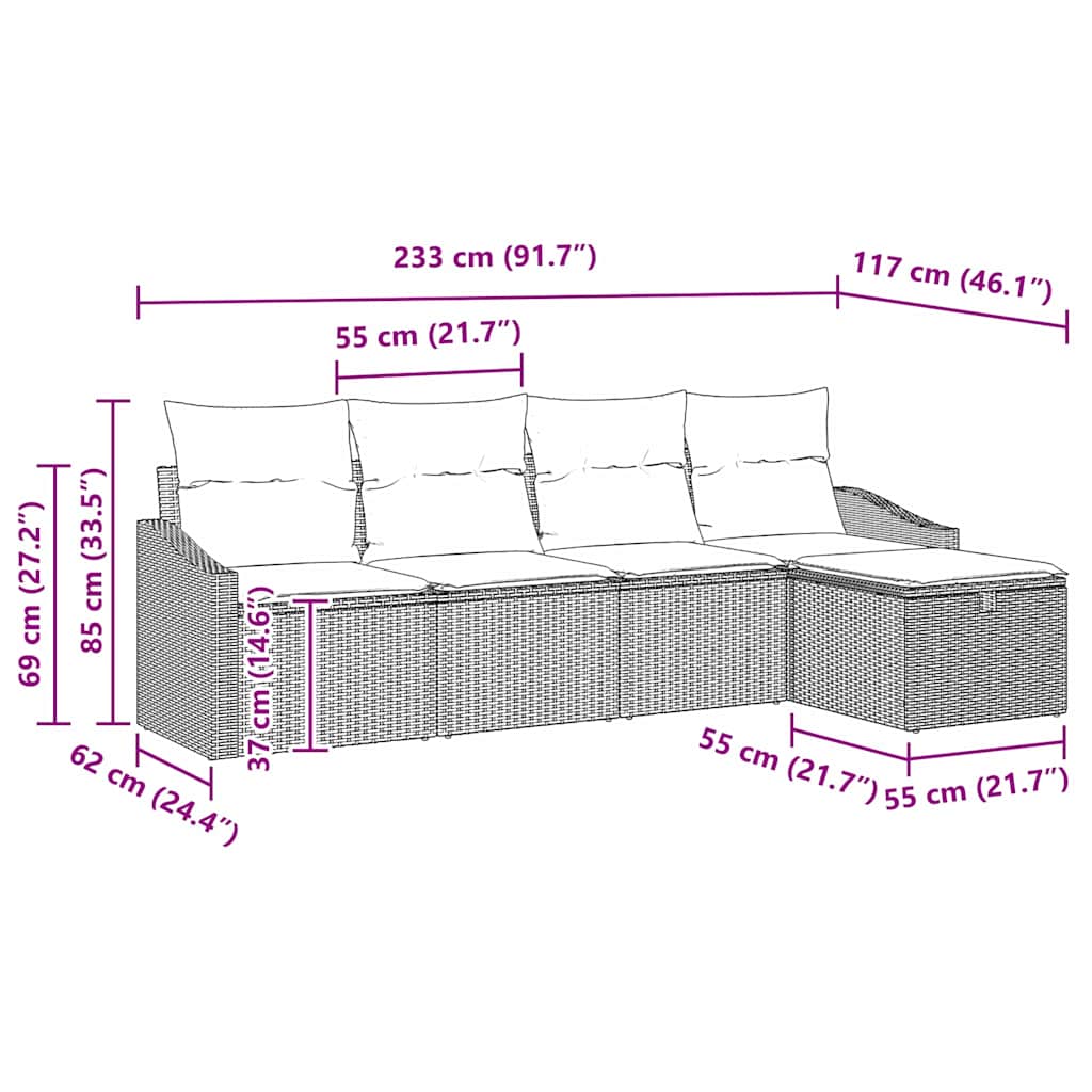 Sofa Set 6 stk. Poly-Rattan