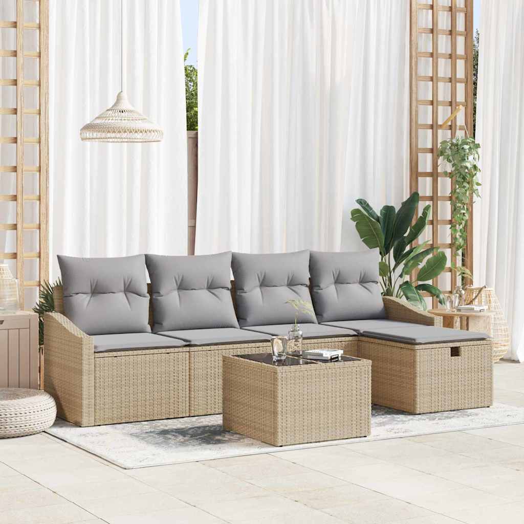 Sofa Set 5 stk. Poly-Rattan